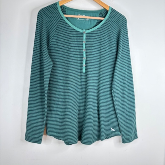 Energie Stripe Waffle Henley Alt ASO Bella Swan Twilightcore Long Sleeve Y2K XL - Picture 2 of 11